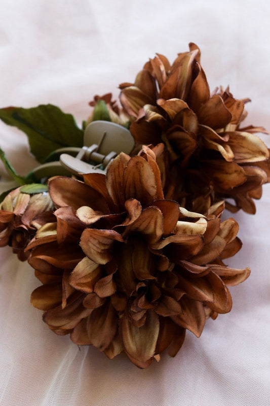 Handmade Brown Flower Hair Clip