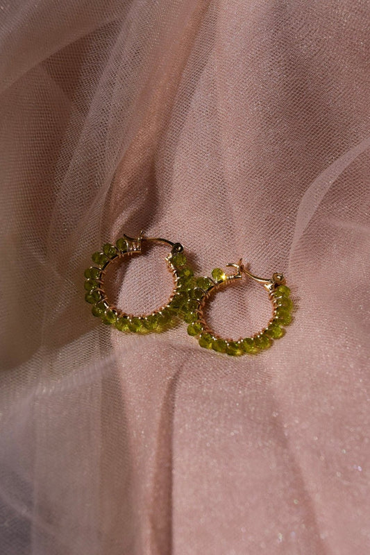 Green Frog Crystal Gemstone Hoops