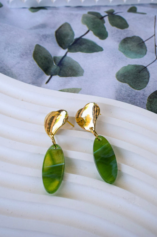 Luxe Moss and Gold Earrings