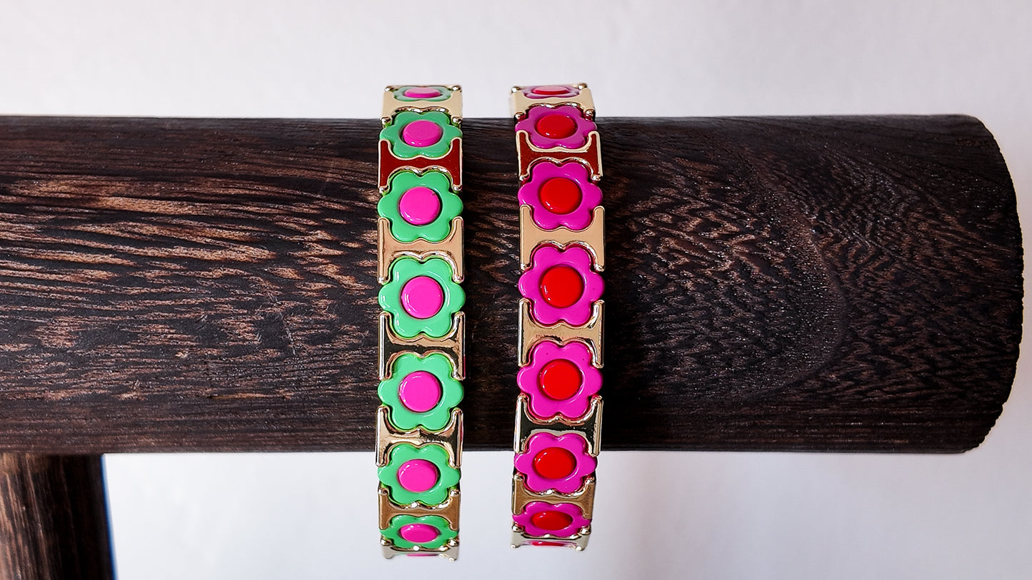 Daisy Pop Enamel Statement Bracelet