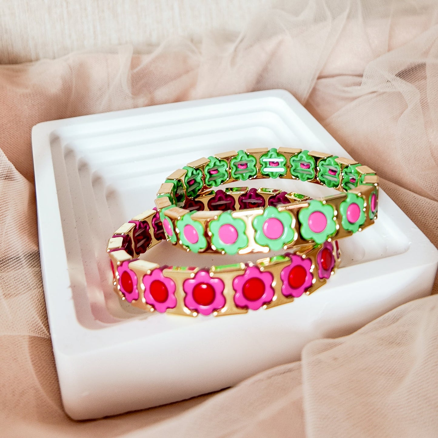 Daisy Pop Enamel Statement Bracelet