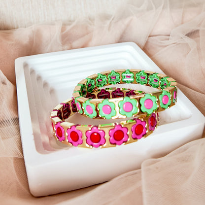 Daisy Pop Enamel Statement Bracelet